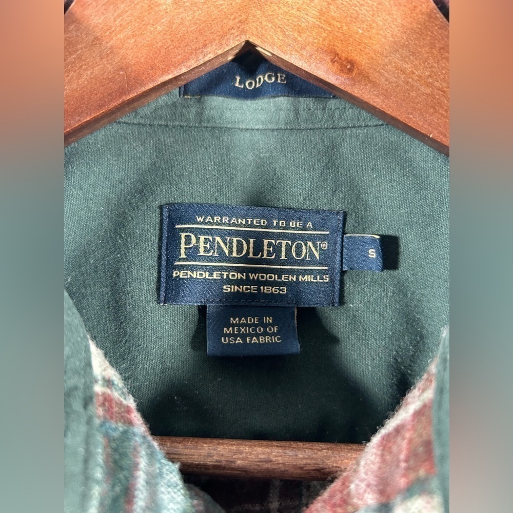 Pendleton Lodge Wool Mens Plaid Button Down Flannel Long Sleeve Shirt Size Small - Picture 3 of 7